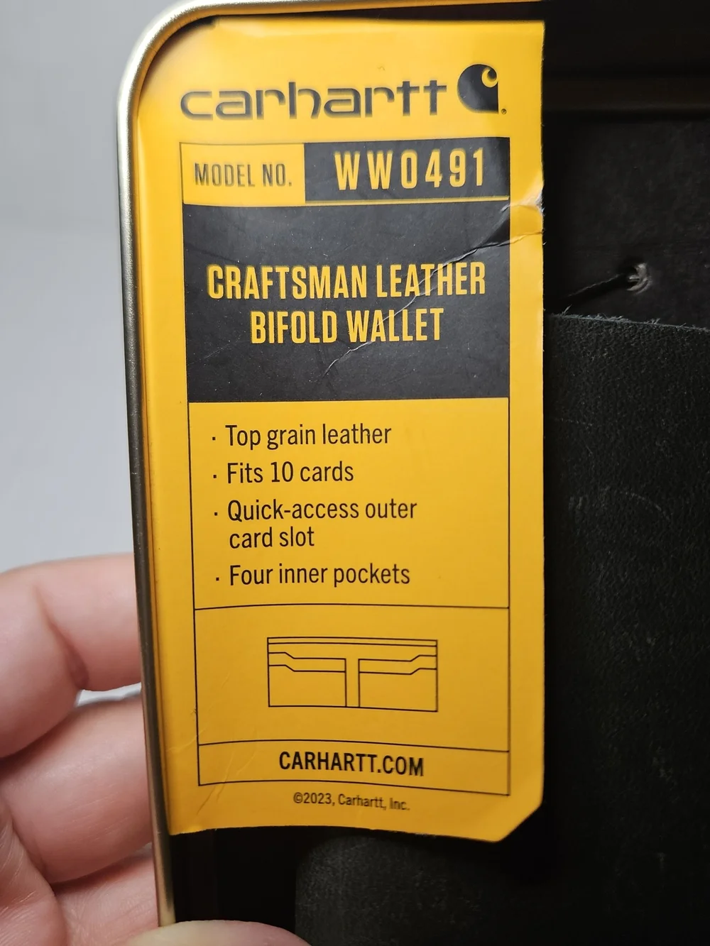 Carhartt Black Top-Grain Leather Bifold Card Wallet
